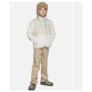 The North Face Kids Fairisle Printed Denali Jacket Cream Tan Youth Small 7/8